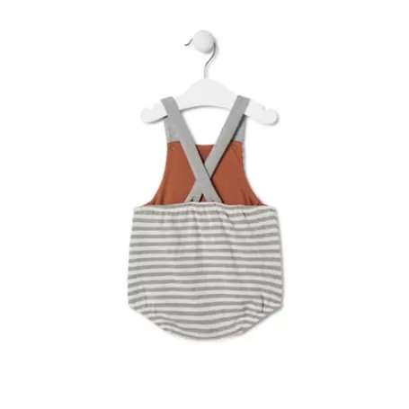 Hot Stripy baby romper with bears in Grey ecru Bébé